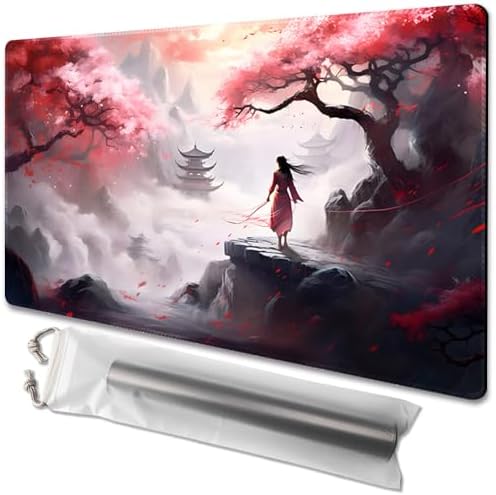 MTG Playmat Size 24x14in Free Storage Bags Non-Slip Backing, Ideal for Card Game Enthusiasts TCG Playmat (Sky Tower-No Deck)