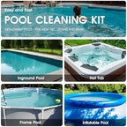 Handheld Rechargable Portable Pool Vacumm, Cordless Spa Cleaner -1h Run Time,High Capacity, Strong Suction,Angle Vac Head, Aluminum Pole,3 Fine Mesh Filter for Hot Tub, Above Ground & Inground Pool