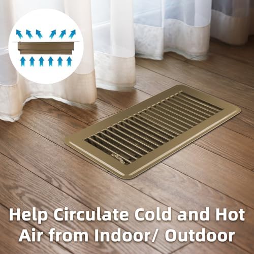 Floor Register 6 x 12 Inch 2 Pack, Floor Vent Covers for Home Floor, Sidewall, Premium Finish Air Vent Cover with Easy Adjust Air Supply Lever, Brown