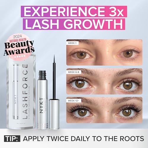NYK1 CONCENTRATED Lash Serum For Eyelash Growth (3ml) LashForce Eyelash Serum To Grow Lashes Longer And Thicker Eyelash Growth Serum - Lash Growth Serum For Enhanced Eye Lash Serum Growth