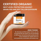 Organic Tallow Manuka Honey Cream for Sensitive Skin- Certified Grass-Fed Beef Tallow Skin Cream Helps Soothe the Effects of Eczema. Certified Grass-Fed by AGW, by Authentic Body And Soul
