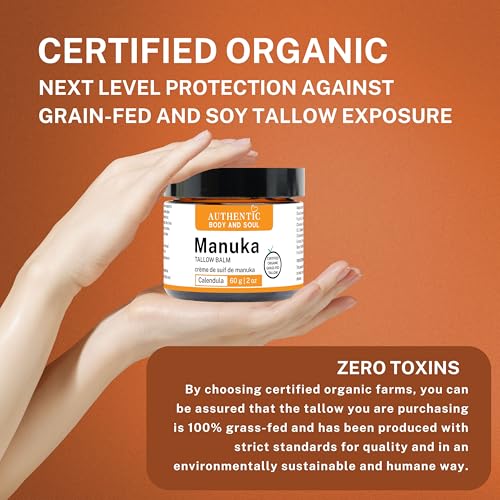 Organic Manuka Tallow Cream - Certified Grass-Fed Tallow with Manuka Honey Skin Cream. Helps Soothe the Effects of Sensitive Skin. For Women, Men or a Cream for All Ages as a Daily Moisturizer