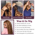QNQZ Wear and Go Glueless Wigs Human Hair Pre Plucked Pre Cut Ombre Highlight Curly Wig Human Hair for Women 180% Density 13x4 HD Lace Front Wigs Human Hair 3S Ready to Wear for Beginners 16 Inch