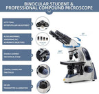 SWIFT SW380B Compound Binocular Microscope 40X-2500X, with 5MP USB Camera,Microscope Lens Adapter and 100 PCS Slide Kit