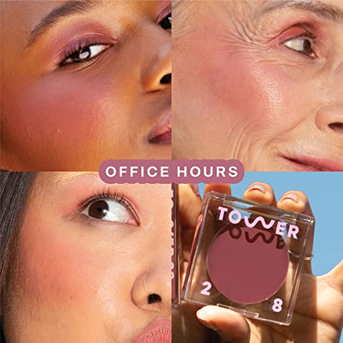 Tower 28 Beauty BeachPlease Cream Blush for Cheeks and Lips - Multi-Purpose Lip and Cheek Tint in Mauve Blush - for Sensitive Skin – Color OFFICE HOURS, Luminous Finish