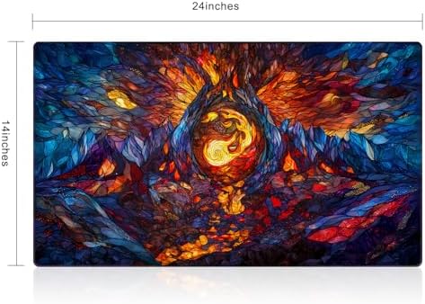 MTG Playmat, TCG Card Game Playmat, Stitched Edge, Non-Slip Rubber Bottom - 24 x 14 inch - Mountain