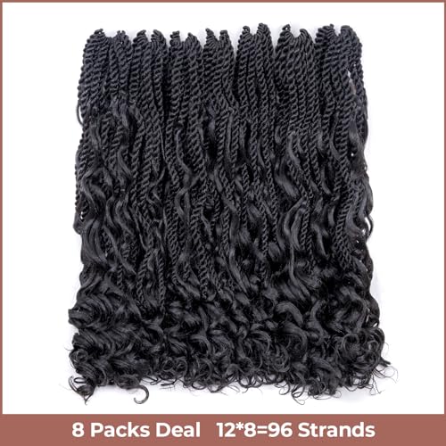 ToyoTress Boho Island Twist Crochet Hair - 18 Inch 8 Packs Short Bob Natural Black Boho Havana Twist Crochet Braids Synthetic Braiding Hair (18 Inch,1B-8P)