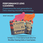Koala Lens Cleaning Cloth | Japanese Microfiber | Glasses Cleaning Cloths | Eyeglass Lens Cleaner | Cloth Cleaners for Camera Glass Lenses and Screen Cleaning | Pink & Orange (Pack of 3)