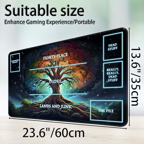 for MTG Game Playmat, for Magic TCG Rubber Play mat,Tabletop Card Playmats with Smooth Surface,Trading Card Inked Game Mat with White Zones,Battle Game,Galaxy Art Tree