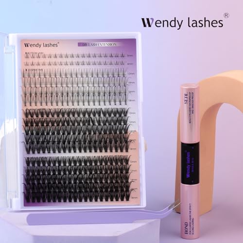Lash Clusters Kit Fluffy Thick Volume Eyelash Clusters DIY False Eyelashes Wispy Individual Lashes D Curl Cluster Eyelash Extensions Comfortable Lash Extension by WENDY LASHES（40+50P-D-1218）