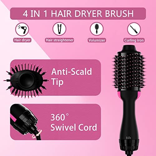 Hair Dryer Brush Blow Dryer Brush in One 4 in 1 Styling Tools with Ceramic Oval Barrel, and Styler Volumizer, Hot Air Straightener Brush for All Hair Types