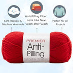 Premier Yarns Everyday Anti-Pilling Solid Really Red DN100-7 (3-Skeins - Same Dye Lot) #4 Worsted Weight Acrylic Yarn for Crocheting and Knitting with Project Bag