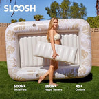 SLOOSH Inflatable Tanning Pool Lounger Float, 85" x 57" Extra Large Pool Floats Adult with Pillow, 4 in 1 Suntan Tub Raft Floatie,Sunbathing Bed Lounge for Water Blow Up Ball Pit, XL-Golden White