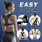 Posture Corrector for Women & Men, Adjustable Upper Back Brace with Anti-Chafing Pads for Neck/Shoulder/Back Pain Relief, Breathable Invisible Posture Brace for Office, Driving, Fitness. (Black, Large)