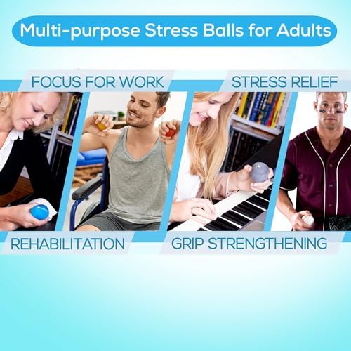 Serenilite Stress Balls for Adults, Hand Therapy Exercise, 6.0cm Stress Ball Bundle, Squeeze Balls for Hand Therapy, Hand Grip Strengthener, Soft, Medium & Hard (Light Blue, Light Purple & Light Red)
