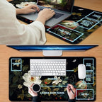 for MTG Game Playmat, for Magic TCG Rubber Play mat,Tabletop Card Playmats with Smooth Surface,Trading Card Inked Game Mat with White Zones,Battle Game,Wildflowers in Black