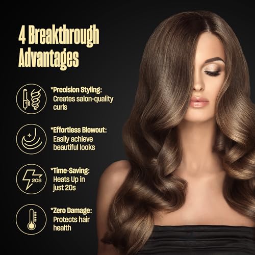 Bekind Twist Pro Thermal Brush - 1.5 Inch Versatile Heated Round Brush, Hot Air Brush Dryer, Effortless Blowout Curling Hair Styling Tools, Negative Ion Blow Out Hot Round Brush, 20s Heats (Black)