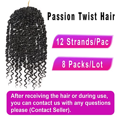 Bileaf Passion Twist Hair 8 Packs Pretwisted Passion Twist Crochet Hair 14 Inch Crochet Hair Passion Twists, Boho Passion Twists Hair Pre Looped Synthetic Passion Twist Crochet Braids #350