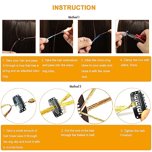 Hair Tinsel Kit (20 Colors, 4400 Strands, 48 Inches) Sparking Tinsel Hair Extensions Kit with Tools, Fairy Hair Tinsel Kit Heat Resistant Highlights Glitter Hair Extensions Hair Tensile Kit