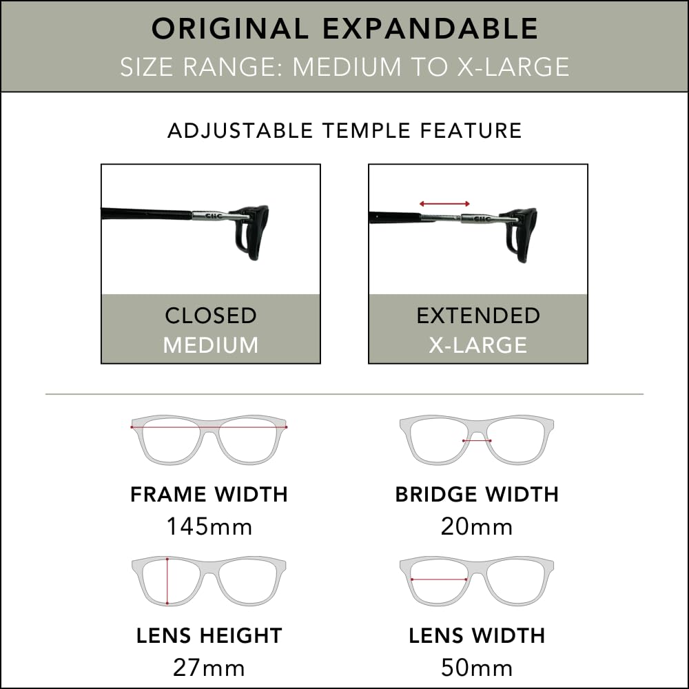 Clic Magnetic Reading Glasses for Men or Women, Computer Readers, Original Expandable (M-XL, Dark Demi, 2.00 Magnification)