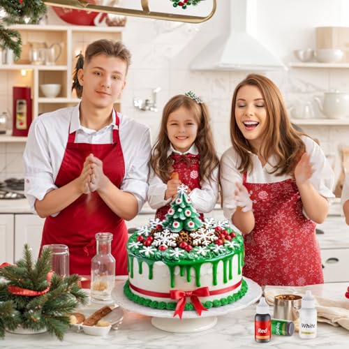 Gel Food Coloring for Cake Decorating - 3 Concentrated Assorted Food Color Edible Christmas Red Green White - Food Grade Dye for Easter Eggs Fondant Cookies Frosting Royal Icing Baking - 40g/Bottle