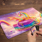 MTG Playmat with Zones Magic Card Playmat Game Mat,TCG & CCG Card Games Mat with Free Storage Bags Size 24 x 14 Inches (with Zones,Dragon3)