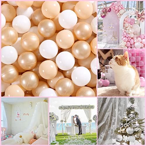 GOGOSO Ball Pit Balls for Toddlers, Brown Plastics Balls for Ball Pool Birhtday Party Girls Kids with Storage Bag, 2.17inches