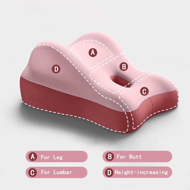 XYHOMECP Multifunctional Slope Pillow,Butt Cushion for Couples Pregnanly Pillow to Read in Bed Waist at Home Sitting,with Memory Sponge,Comfortable and Breathable, Pink,18.9‘’16‘’