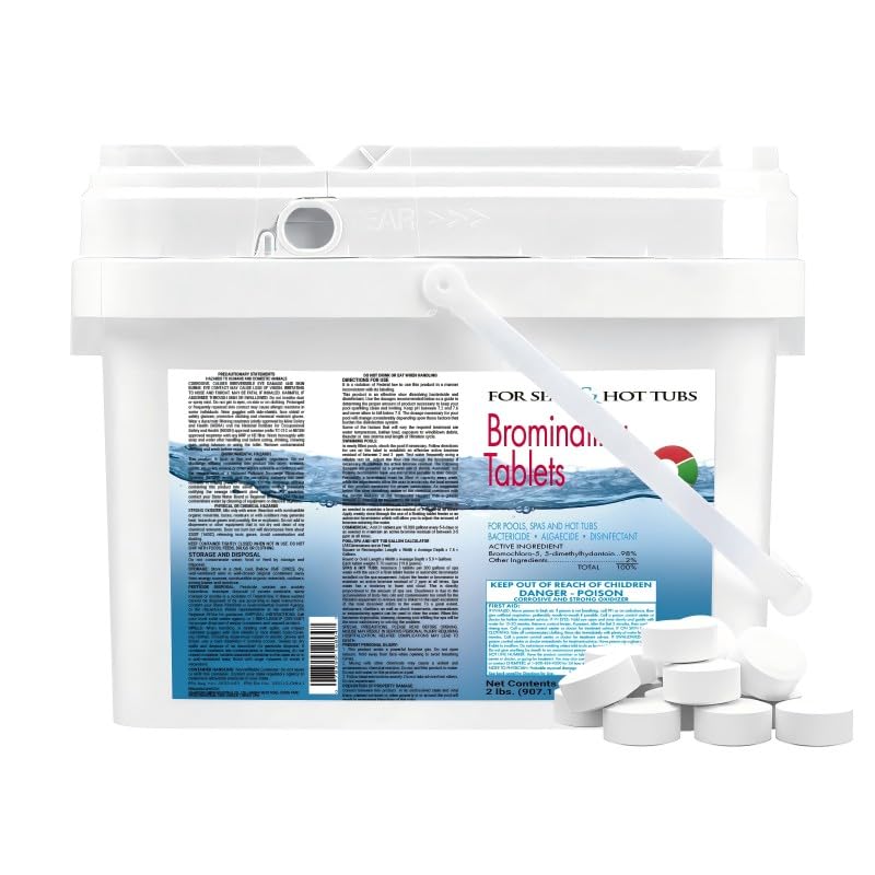 Bromine Tablets for Hot Tubs & Spas –1 inch Fast Dissolving, Low Odor, Long-Lasting (2LBS)