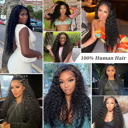 30 Inch 13X6 Lace Front Wigs Human Hair 200 Density Deep Wave Lace Front Wigs Human Hair Pre Plucked Deep Curly Glueless Wigs Human Hair for Women