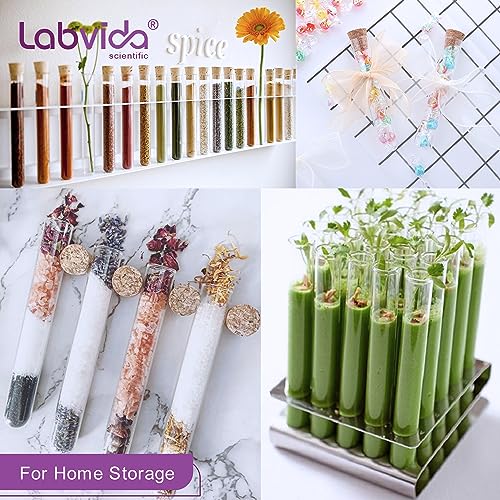 50-Pack 16ml(0.54oz) Glass Test Tubes - 20x100mm, Round Bottom, with Cork Stoppers & Brush. Ideal for Lab Experiments, Plant Propagation, Storage (Candies, Spices), Bath Salts, Home Decor