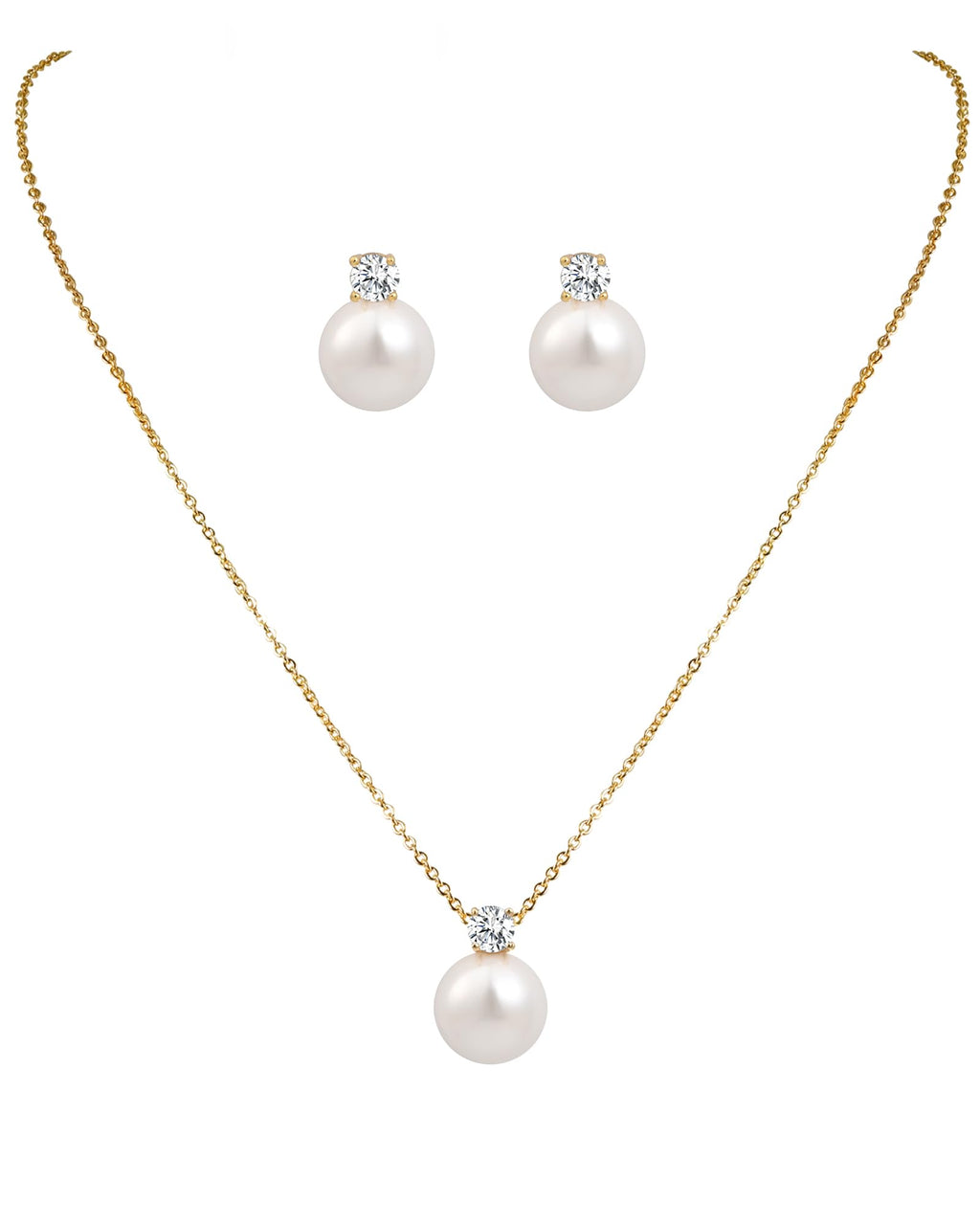 Watforsh 14K Gold Plated Pearl Jewelry Set for Women
