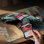 MTG Playmat Non-Slip Rubber Backing Printing Commander Board Game Desk Mat Duel Mat TCG PTCG Playmat 24x14 inches and Free Storage Bags (Godzilla)