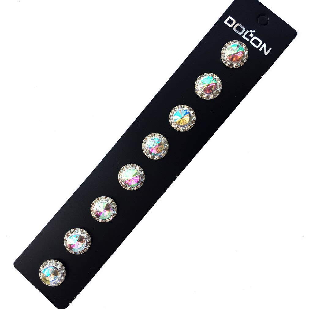 4 Pairs 15mm Rhinestone Round Shaped Acrylic Stone Inside Crystal Ear Studs For Dance Competitions Stage Performance Bridal Party Earrings Jewelry AB