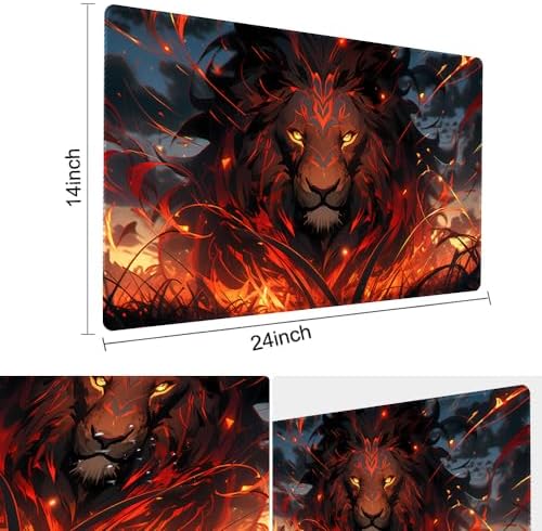Board Game 14x24in MTG Playmat Compatible for OCG CCG RPG TCG Playmats (ONE-Lion 3)