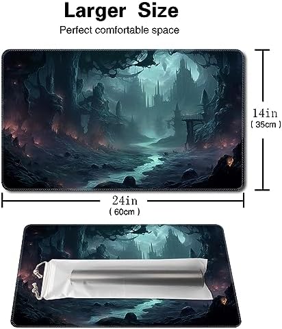 MTG Playmat Size 24x14in Free Storage Bags Non-Slip Backing, Ideal for Card Game Enthusiasts TCG Playmat (Old Castle-No Deck)