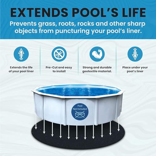 Liner Life LL30R Aboveground Pool Liner Pad 30' Round, Strong Durable Puncture Resistant Floor Mat, Polyester Geotextile Material, Black