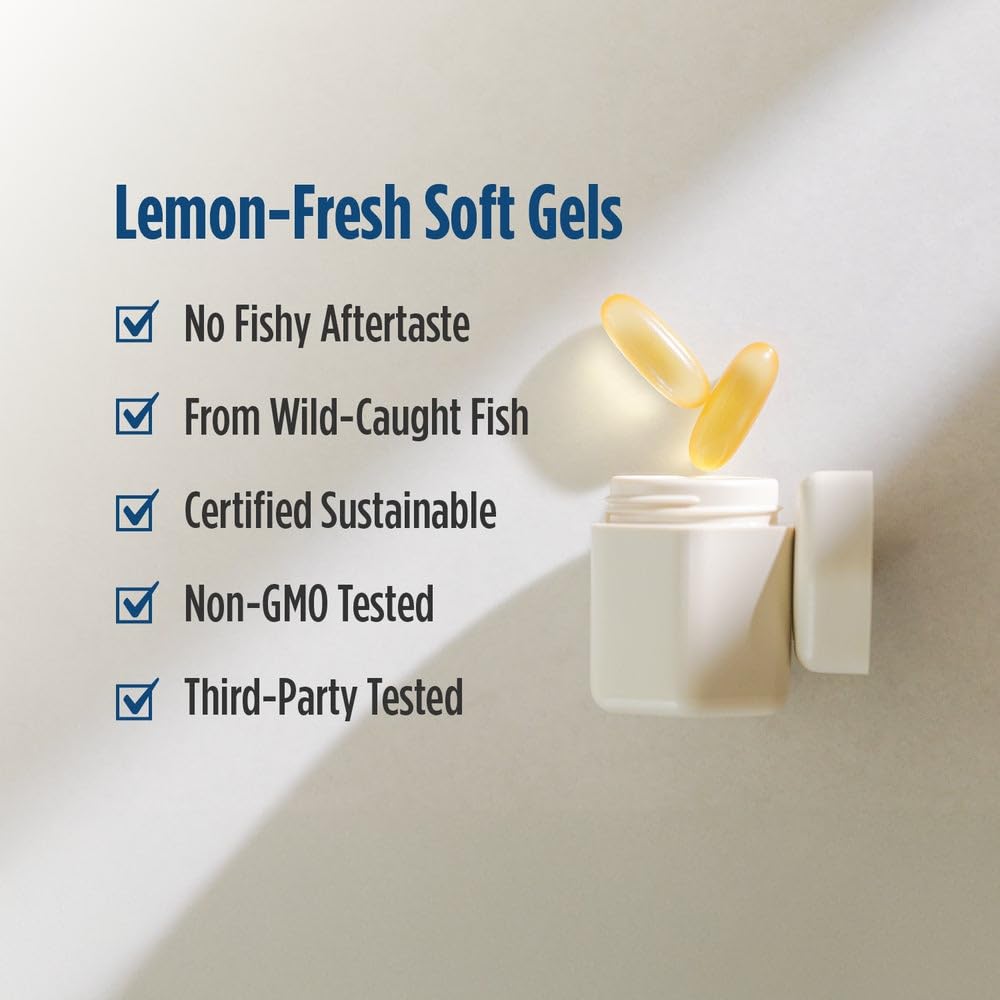 Nordic Naturals ProOmega, Lemon Flavor - 90 Soft Gels - 1280 mg Omega-3 - High-Potency Fish Oil with EPA & DHA - Promotes Brain, Eye, Heart, & Immune Health - Non-GMO - 45 Servings