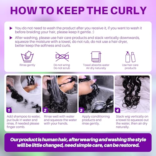 Human Braiding Hair for Boho Braids, Deep Wave Bulk Boho Braids Human Hair for Boho Knotless Braids Curly Bohemian Water Wave Braiding 70g 20 Inch Auburn Ginger (2 No Weft Bundles/Pack)