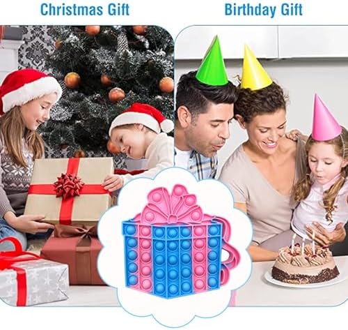 QETRABONE 4 Pcs Birthday Cake Crown Fidget Toys for Girl, Pop Fidget Toys Gift Bubbles Toy, Pizza Silicone Fidget Sensory Squeeze Bubbles Toy, Stress Relief Anti-Anxiety Autism