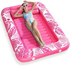 Inflatable Tanning Pool Lounger Float - Jasonwell 4 in 1 Sun Tan Tub Sunbathing Pool Lounge Raft Floatie Toys Water Filled Tanning Bed Mat Pad for Adult Blow Up Kiddie Pool Kids Ball Pit Pool