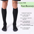 FITRELL 3 Pairs Compression Socks for Women and Men 20-30mmHg- Circulation and Muscle Support Socks for Travel, Running, Nurse, Knee High, Medical BLACK L/XL