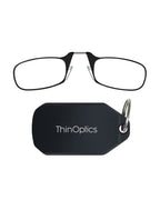 ThinOptics Keychain Case and Readers Rectangular Reading Glasses, Black,Lens Width: 44.45 Millimeters