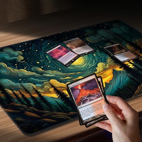 MTG Playmat Non-Slip Rubber Backing Printing Commander Board Game Desk Mat Duel Mat TCG PTCG Playmat 24x14 inches and Free Storage Bags (Valley)