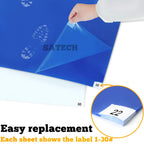 SATECH Sticky/Tacky/Adhesive Mat for Cleanroom Laboratory Construction Hospital Pets 36" x 45" White (Case of 4 Mats,30 Sheets Each)