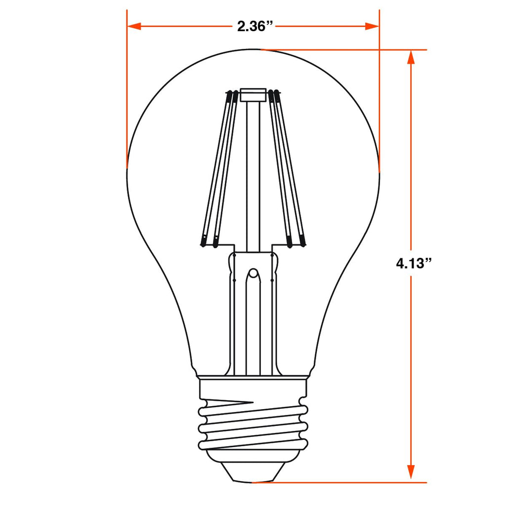 Sylvania A19 Clear LED White Filament Bulb, 6.5W, Dimmable, 800 LMS, Medium Base, 2700K, Soft White - 2 Pack (42170)