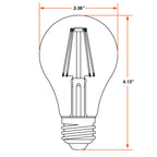 Sylvania A19 Clear LED White Filament Bulb, 6.5W, Dimmable, 800 LMS, Medium Base, 2700K, Soft White - 2 Pack (42170)