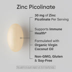 Sports Research High Potency Zinc Picolinate 30mg with Organic Coconut Oil | Highly Absorbable Zinc Supplement for Healthy Immune & Enzyme Function - Non-GMO Tested & Gluten-Free (180 Liquid Softgels)
