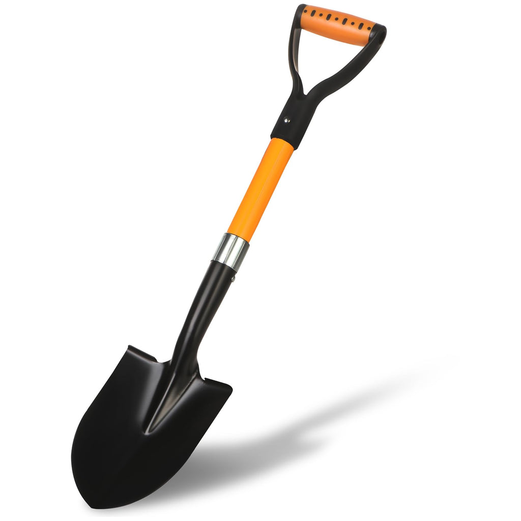 28-Inch Mini Garden Shovel, Kids Small Shovel, Fiberglass Handle with D-Grip & Alloy Steel Head for Car Emergency Kit, Beach, Planting & Light Duty Digging (Orange)