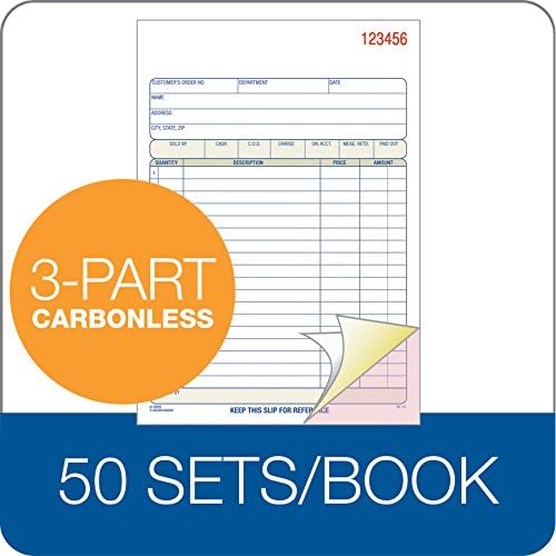 Adams Sales Order Book, 3-Part Carbonless, White/Canary/Pink, 5-9/16" x 8-7/16", 50 Sets (TC5805) (Pack of 2)